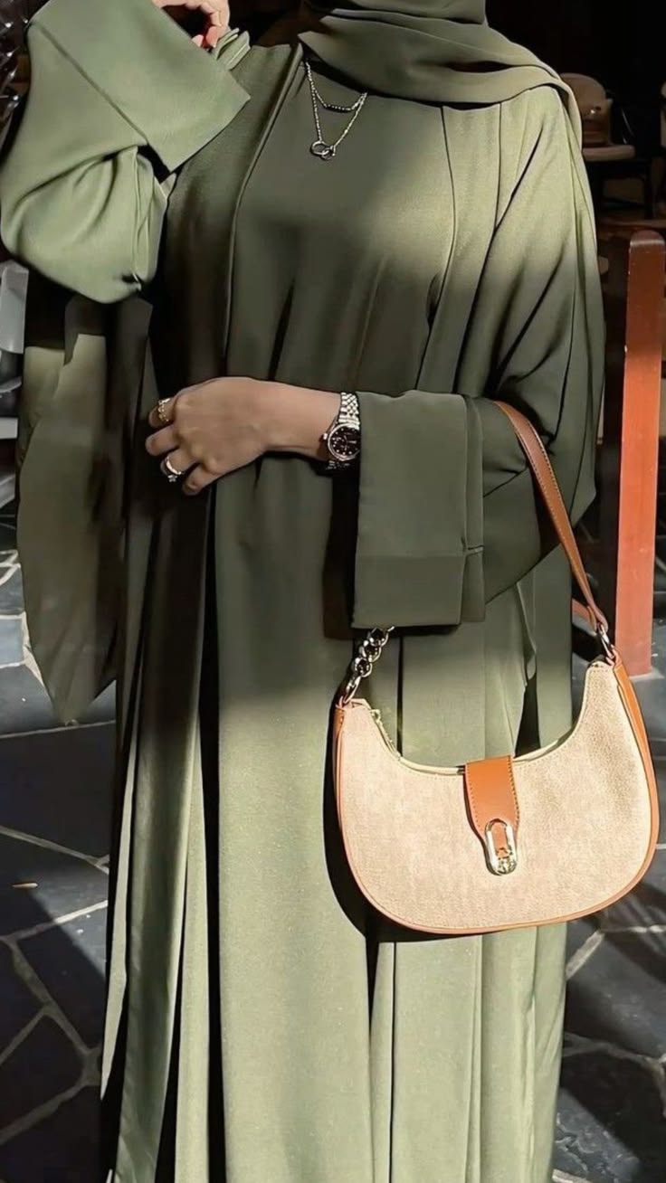 Olive Green Abaya Set