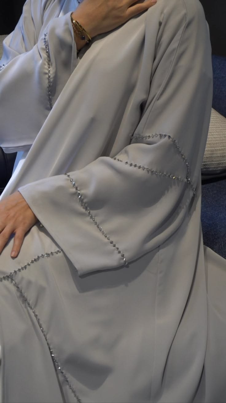 Light Grey Embellished Abaya