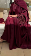 Maroon Embroidered Abaya