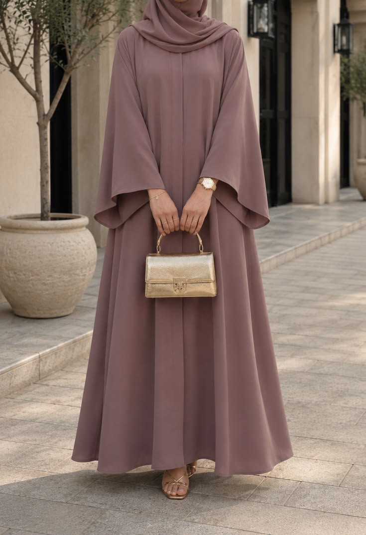 Mauve Flared Sleeve Abaya
